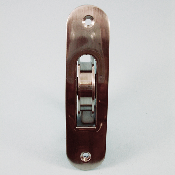 THD267R/SNP • Satin Nickel • Radiused • Sash Pulley With Steel Body and 50mm [2] Heavy Duty Brass Ball Bearing Pulley